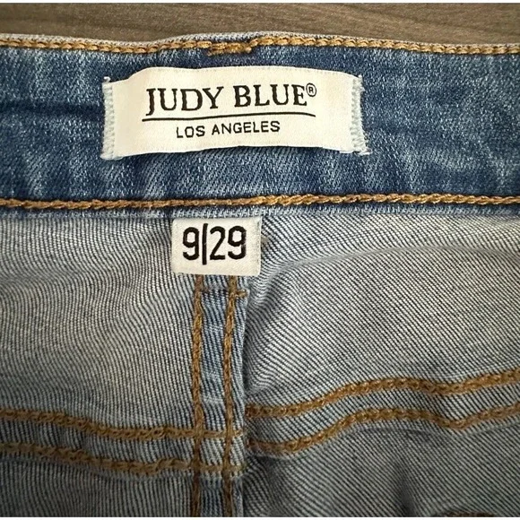 Judy Blue Skinny Jeans Womens 9/29 Distressed Floral Patch Y2K Cottagecore 34x28 - Picture 7 of 9
